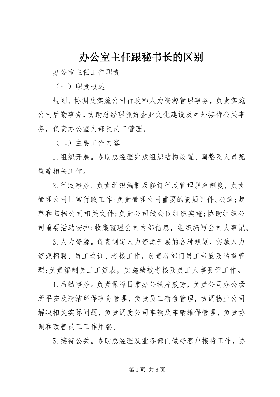 2023年办公室主任跟秘书长的区别新编.docx_第1页