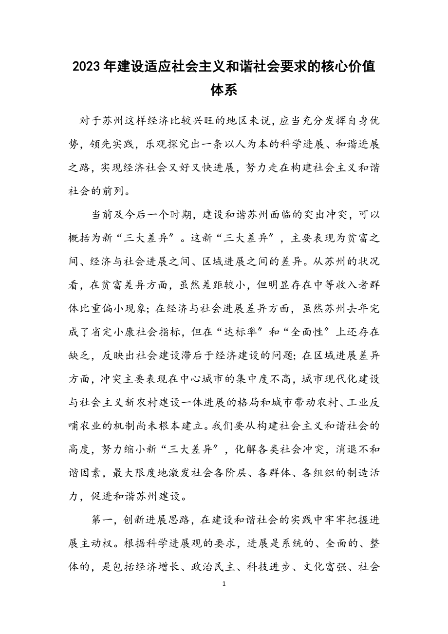 2023年建设适应社会主义和谐社会要求的核心价值体系.docx_第1页