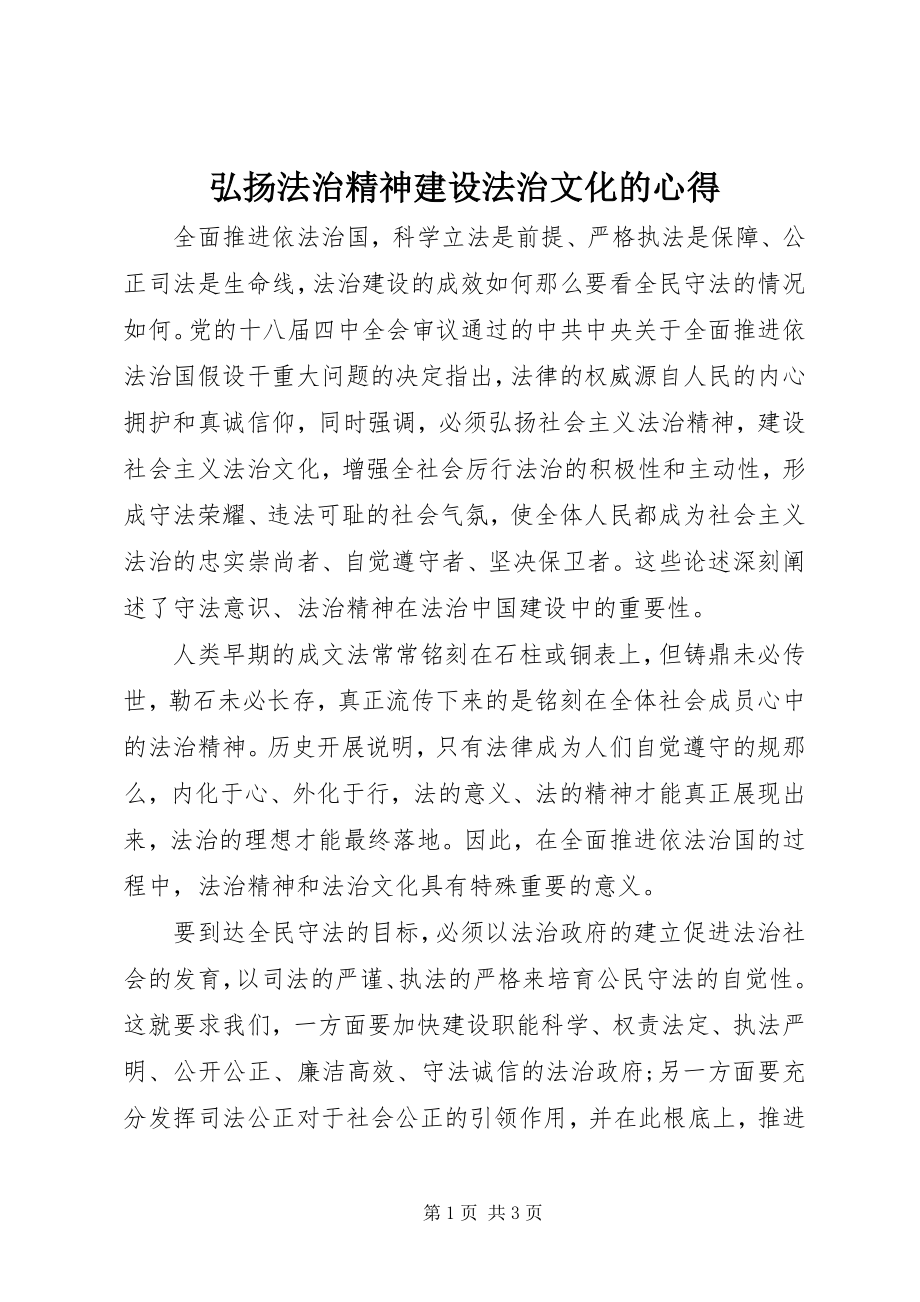 2023年弘扬法治精神建设法治文化的心得.docx_第1页