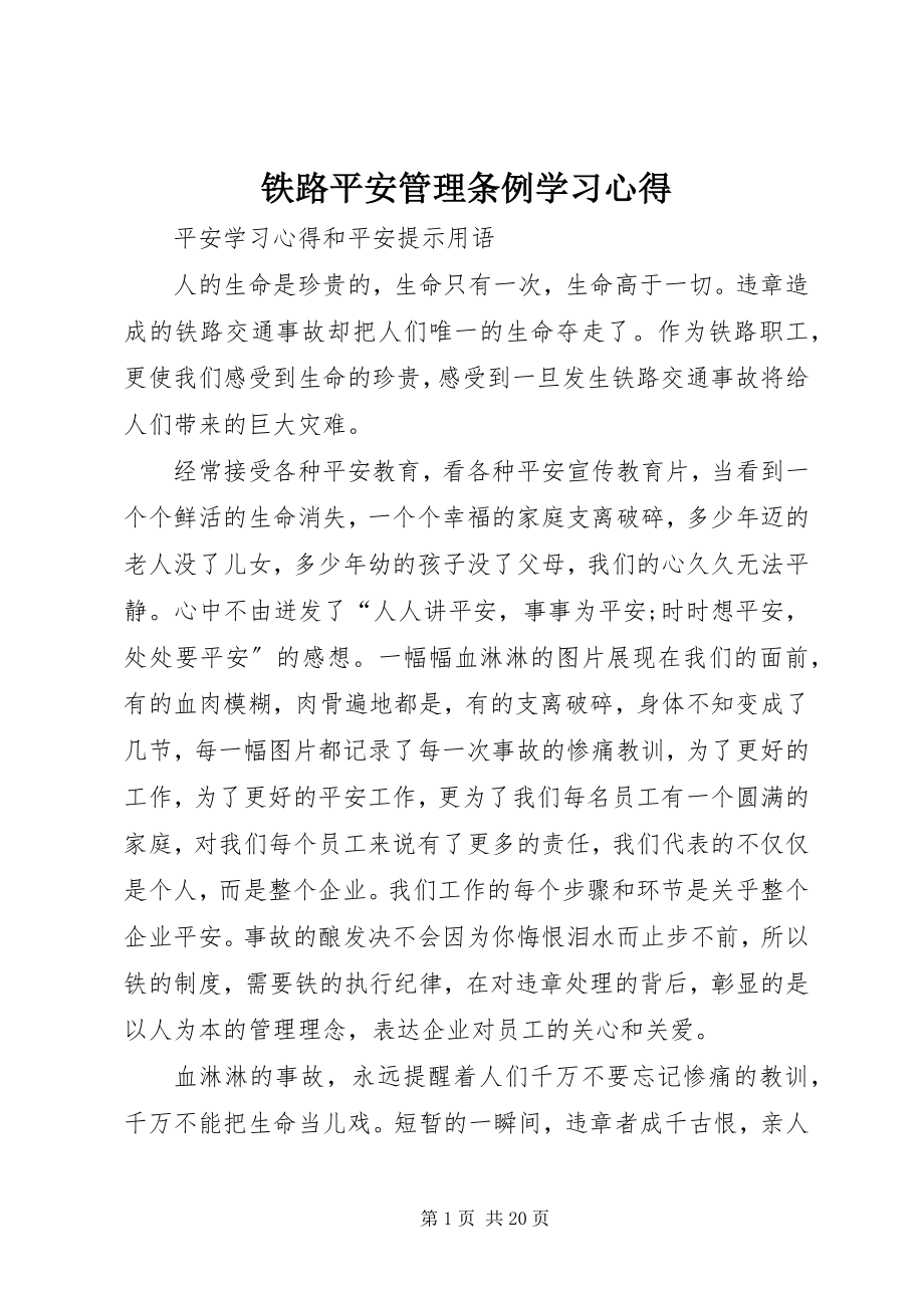 2023年铁路安全管理条例学习心得.docx_第1页