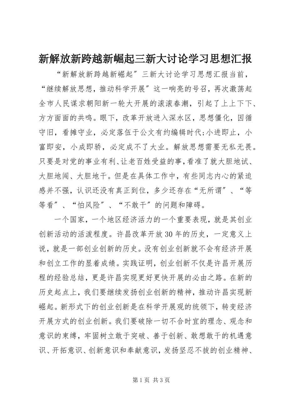 2023年新解放新跨越新崛起三新大讨论学习思想汇报.docx_第1页