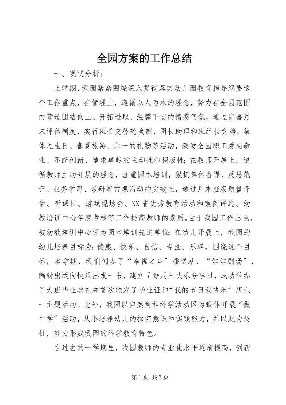 2023年全园计划的工作总结.docx_第1页