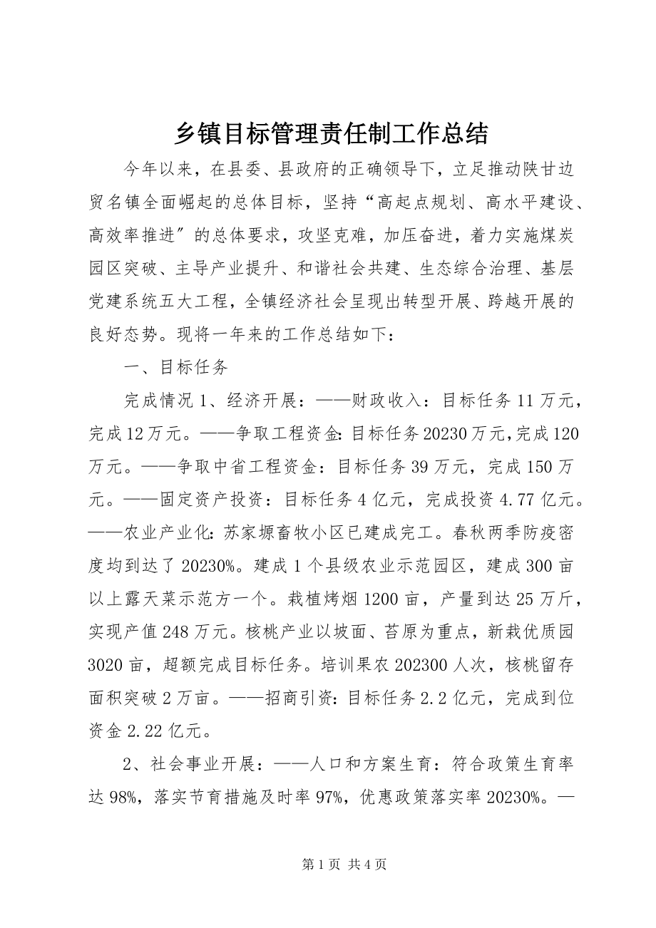 2023年乡镇目标管理责任制工作总结.docx_第1页