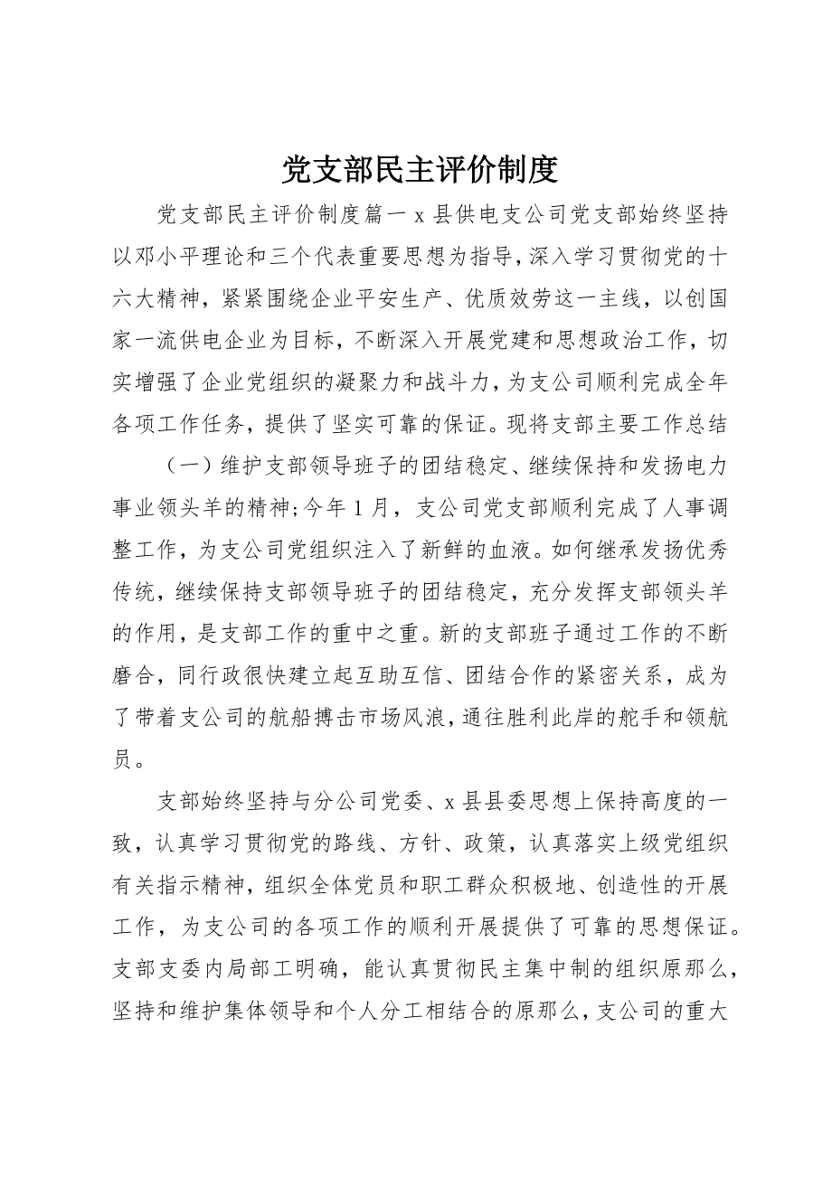 2023年党支部民主评价制度.docx_第1页