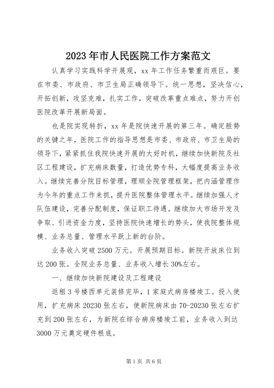 2023年市人民医院工作计划.docx_第1页