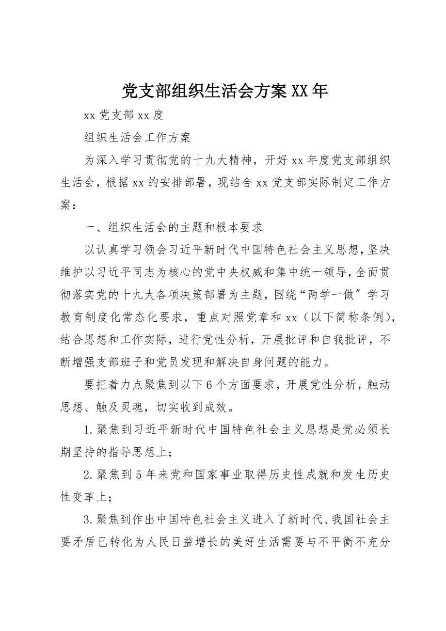 2023年党支部组织生活会方案某年.docx_第1页