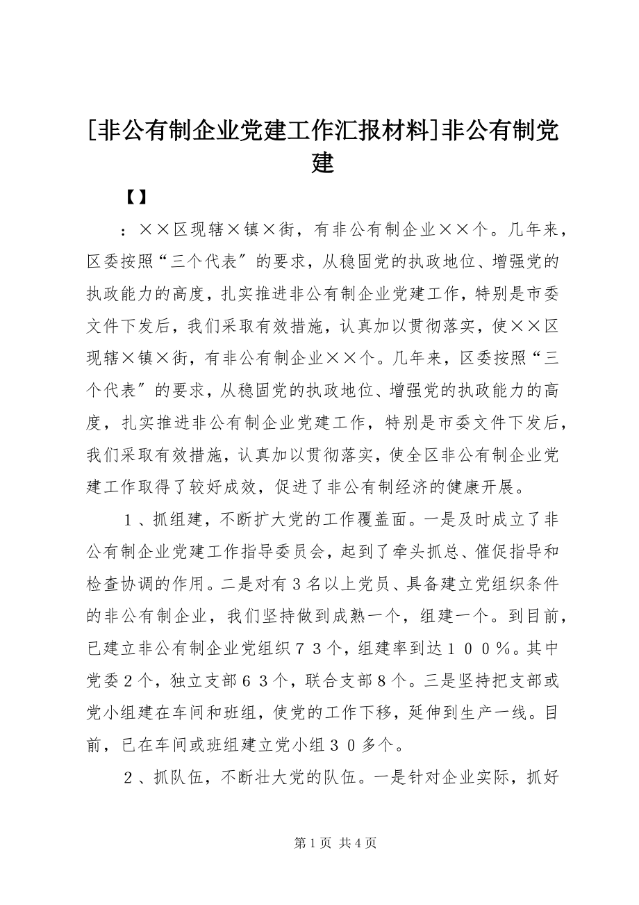 2023年非公有制企业党建工作汇报材料非公有制党建.docx_第1页