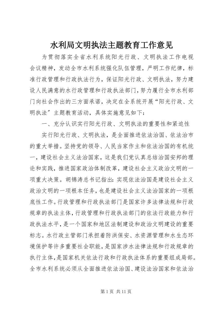 2023年水利局文明执法主题教育工作意见.docx_第1页