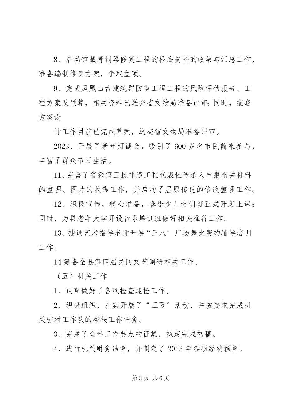 2023年县文化旅游局2月份工作小结及3月份工作计划.docx_第3页