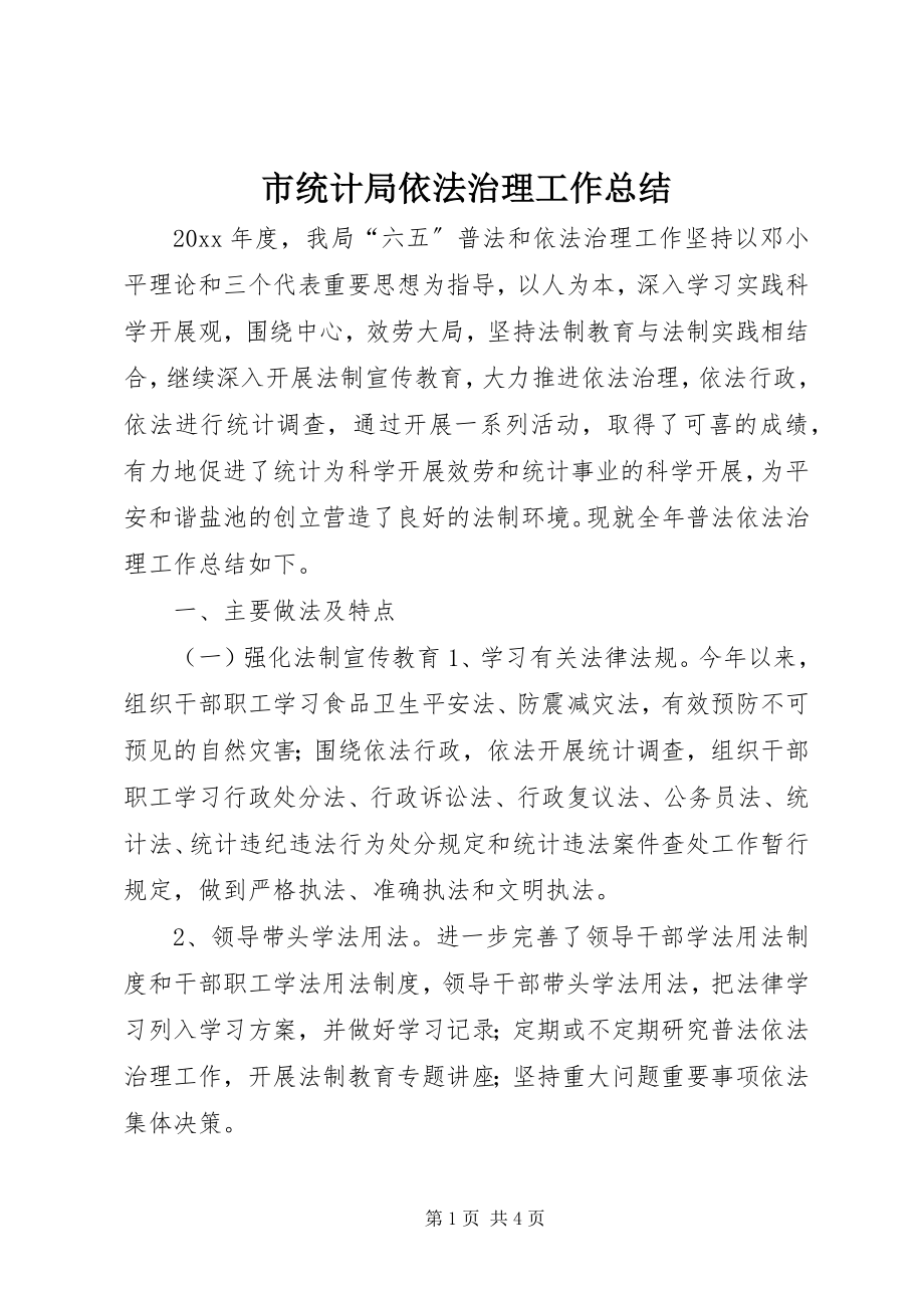 2023年市统计局依法治理工作总结.docx_第1页