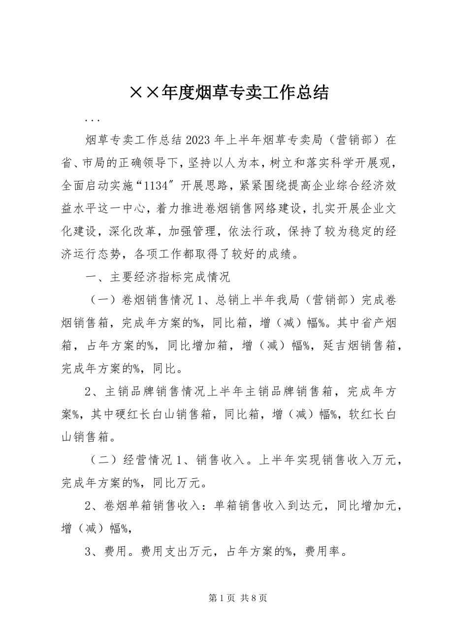 2023年度烟草专卖工作总结新编.docx_第1页