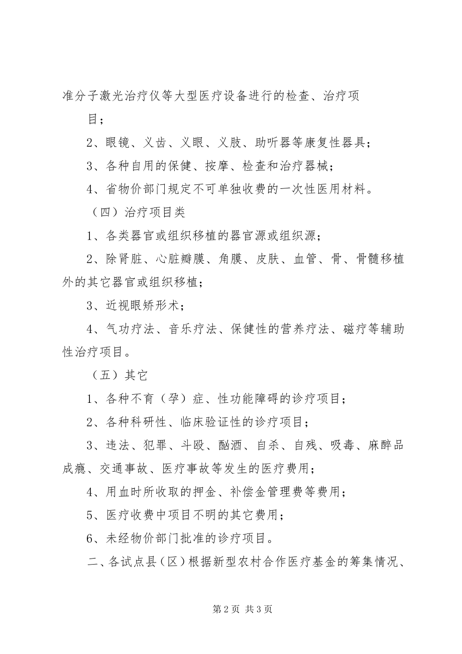 2023年XX省新型农村合作医疗限制补偿的诊疗项目范围.docx_第2页