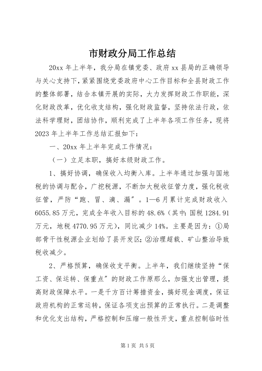 2023年市财政分局工作总结.docx_第1页