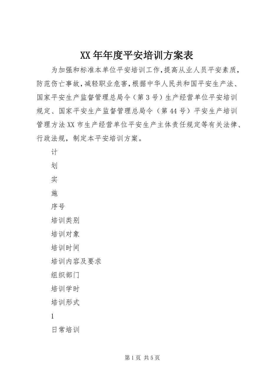 2023年安全培训计划表.docx_第1页