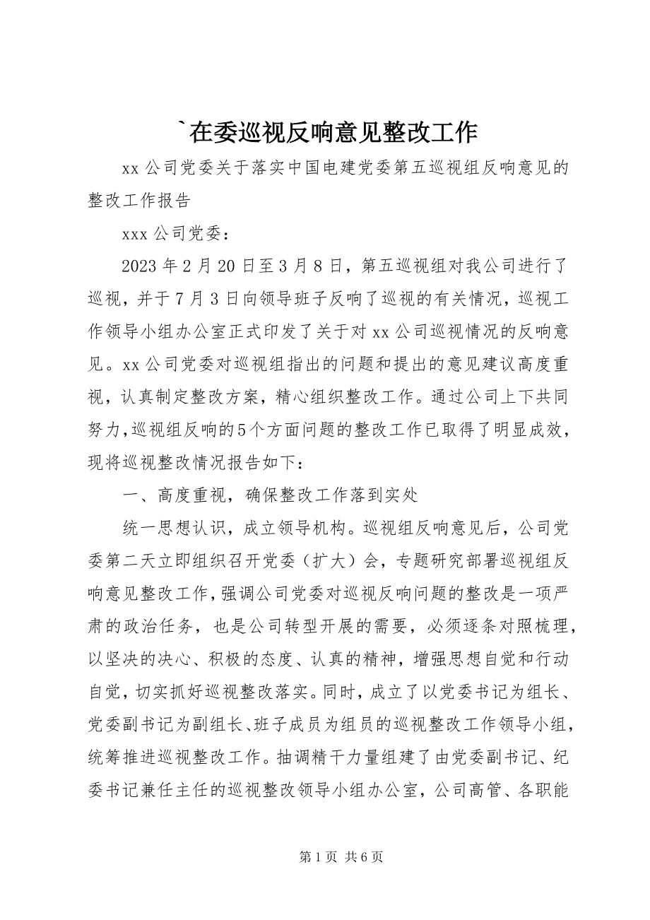 2023年在委巡视反馈意见整改工作新编.docx_第1页