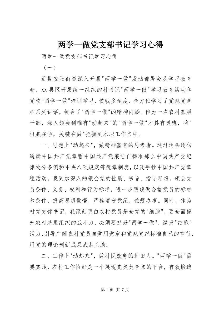 2023年两学一做党支部书记学习心得.docx_第1页