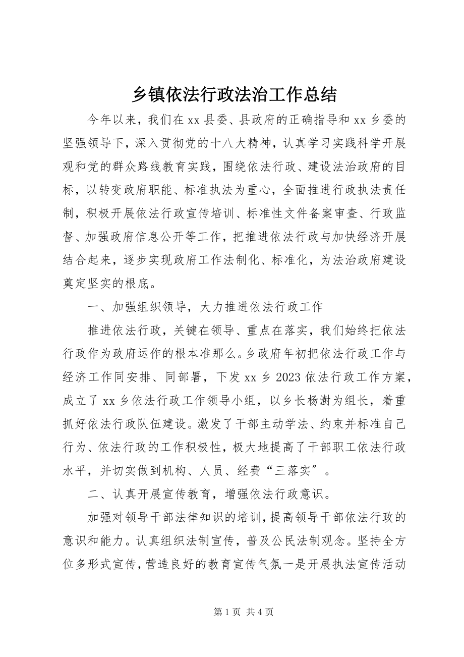 2023年乡镇依法行政法治工作总结.docx_第1页