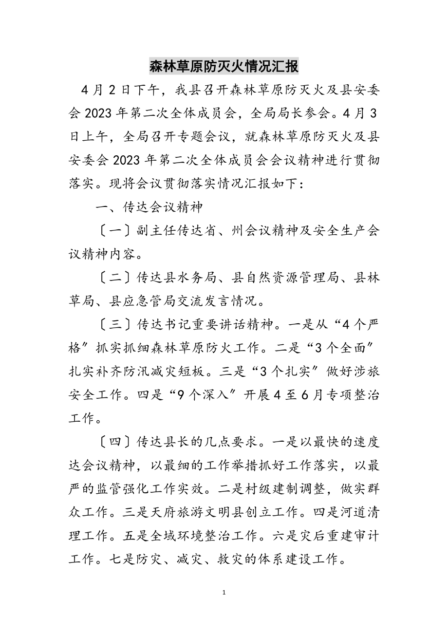 2023年森林草原防灭火情况汇报范文.doc_第1页