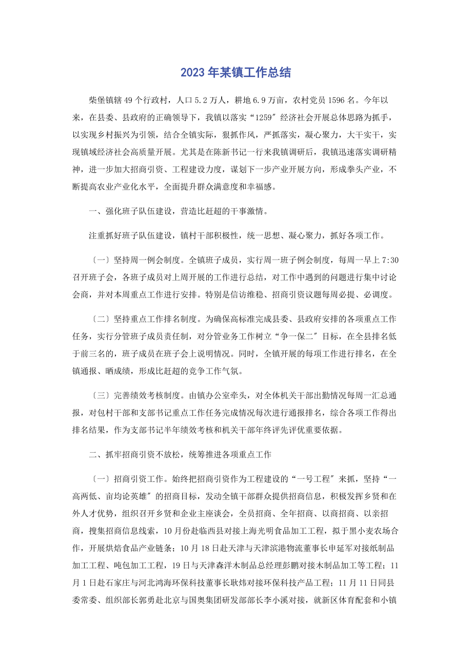 2023年某镇工作总结.docx_第1页