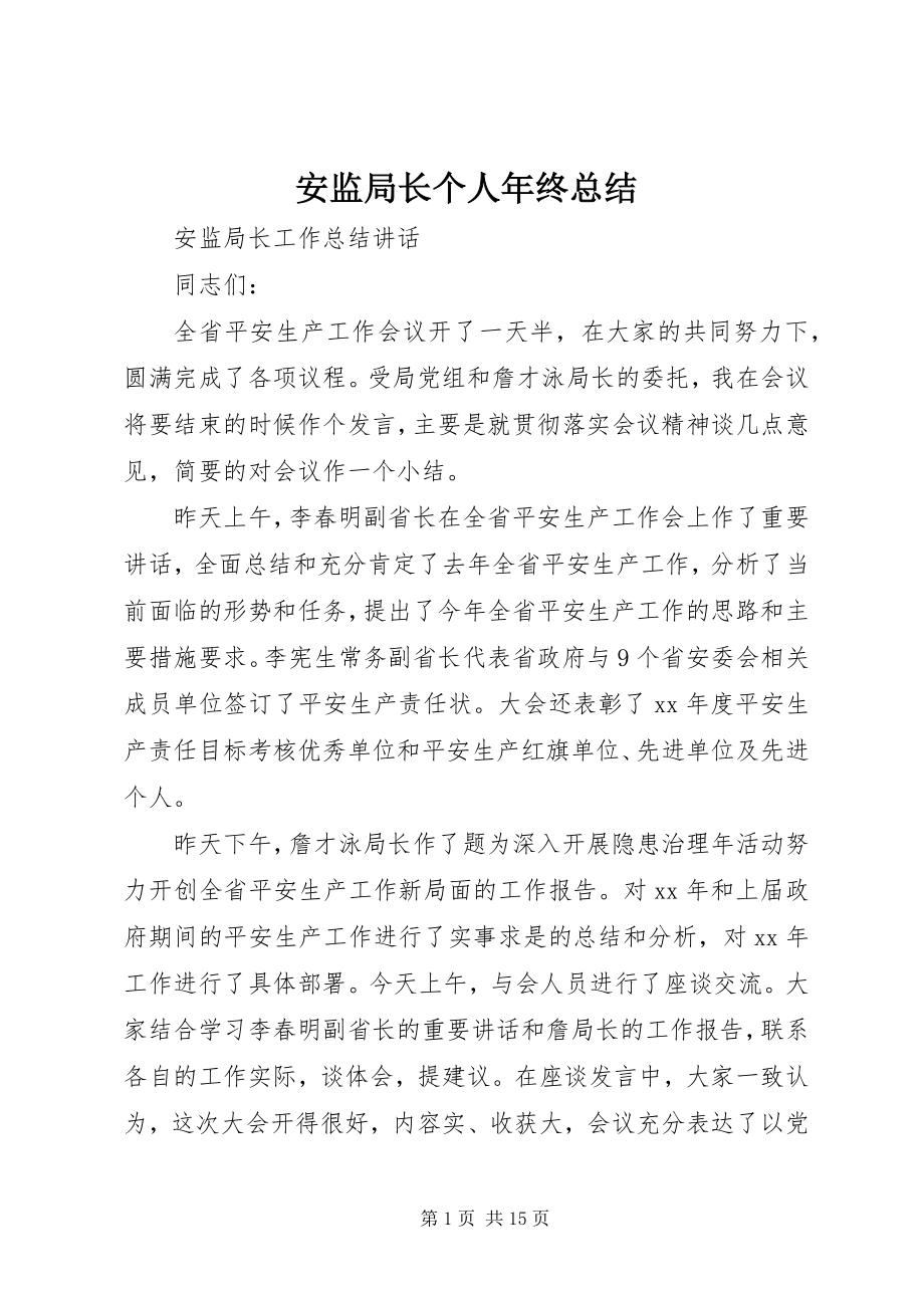 2023年安监局长个人年终总结新编.docx_第1页