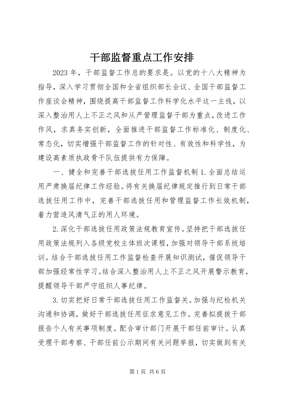 2023年干部监督重点工作安排.docx_第1页