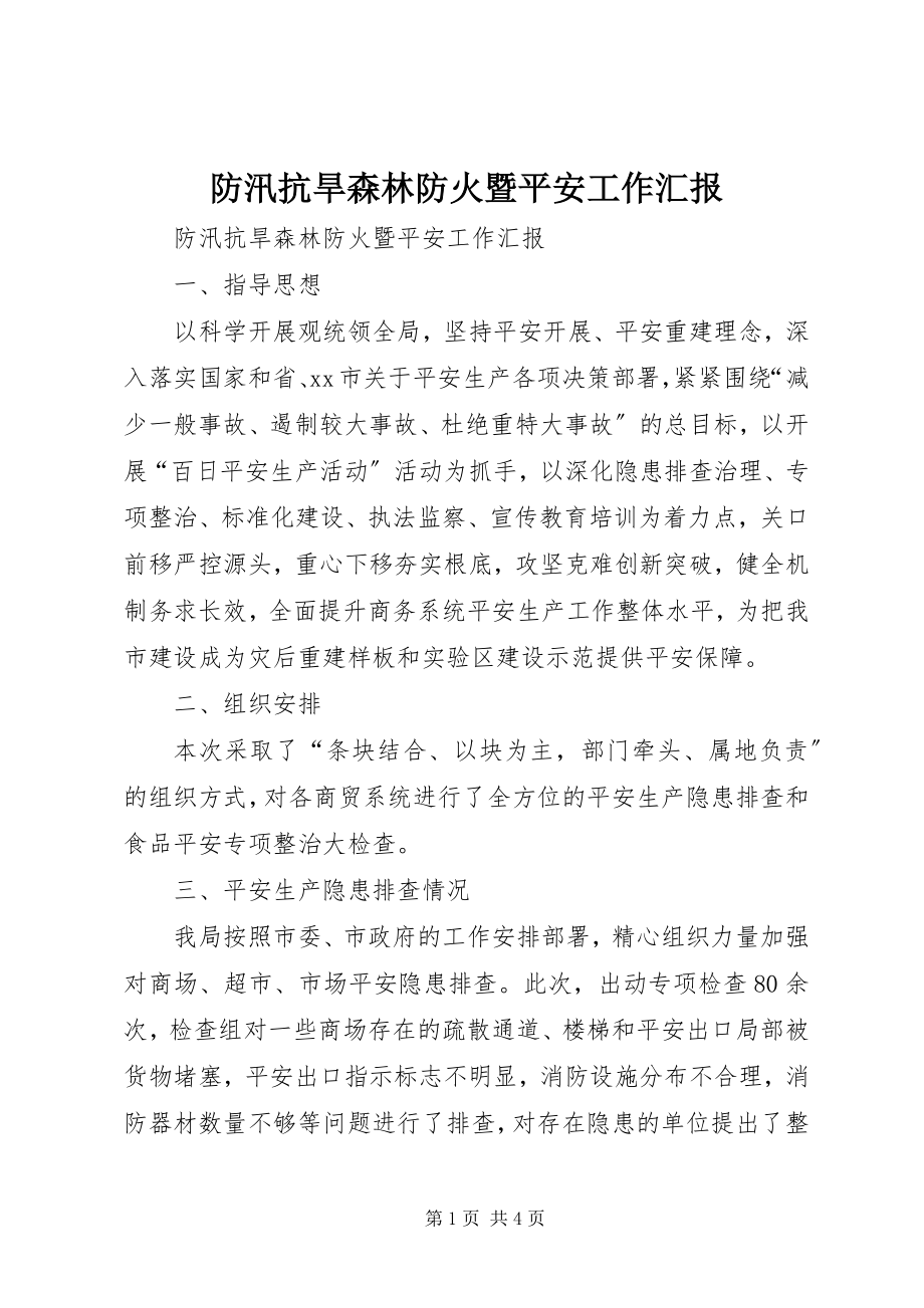 2023年防汛抗旱森林防火暨安全工作汇报.docx_第1页