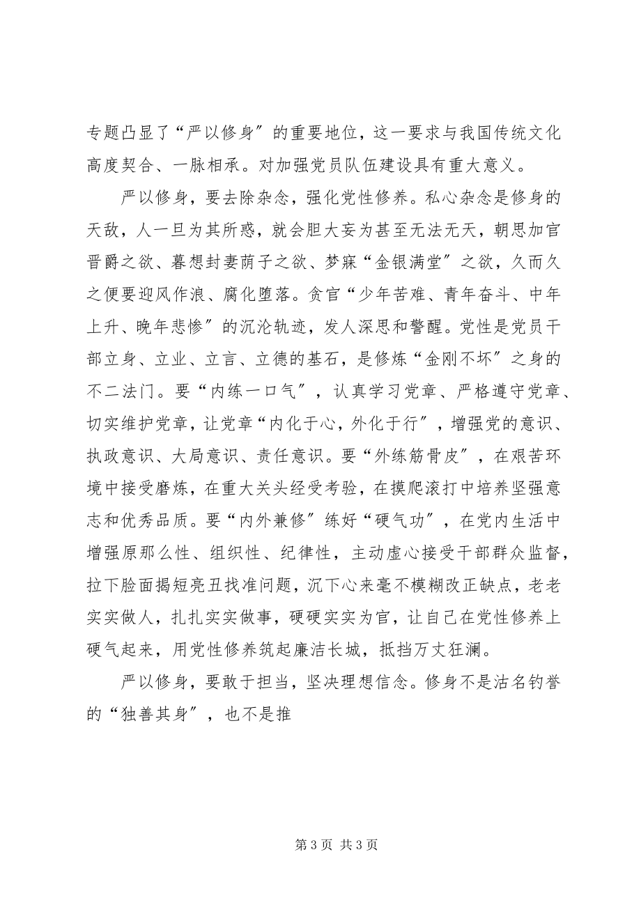 2023年严以修身专题学习研讨心得体会篇.docx_第3页