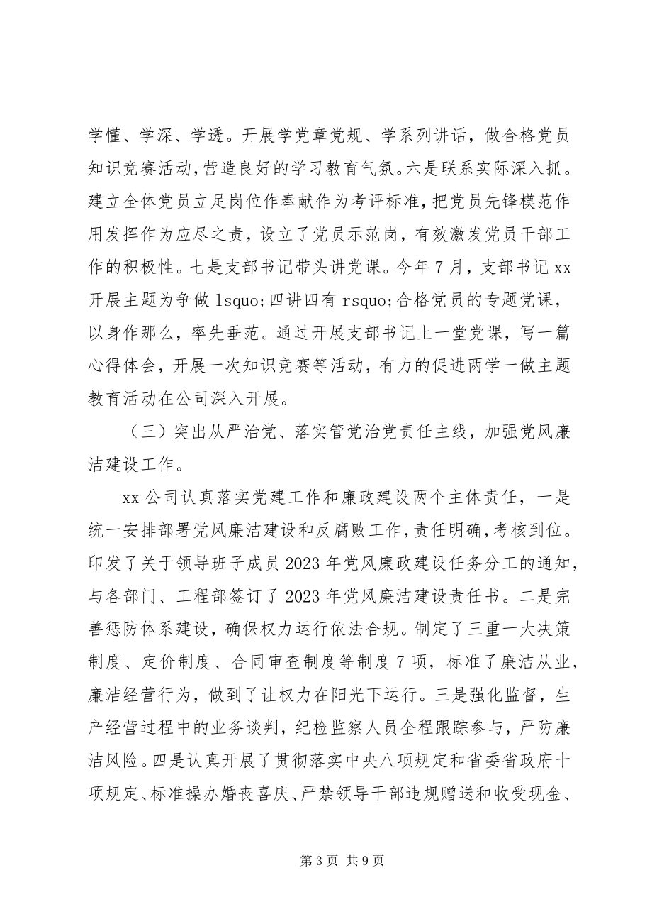 2023年公司党建工作总结及某年度工作要点.docx_第3页