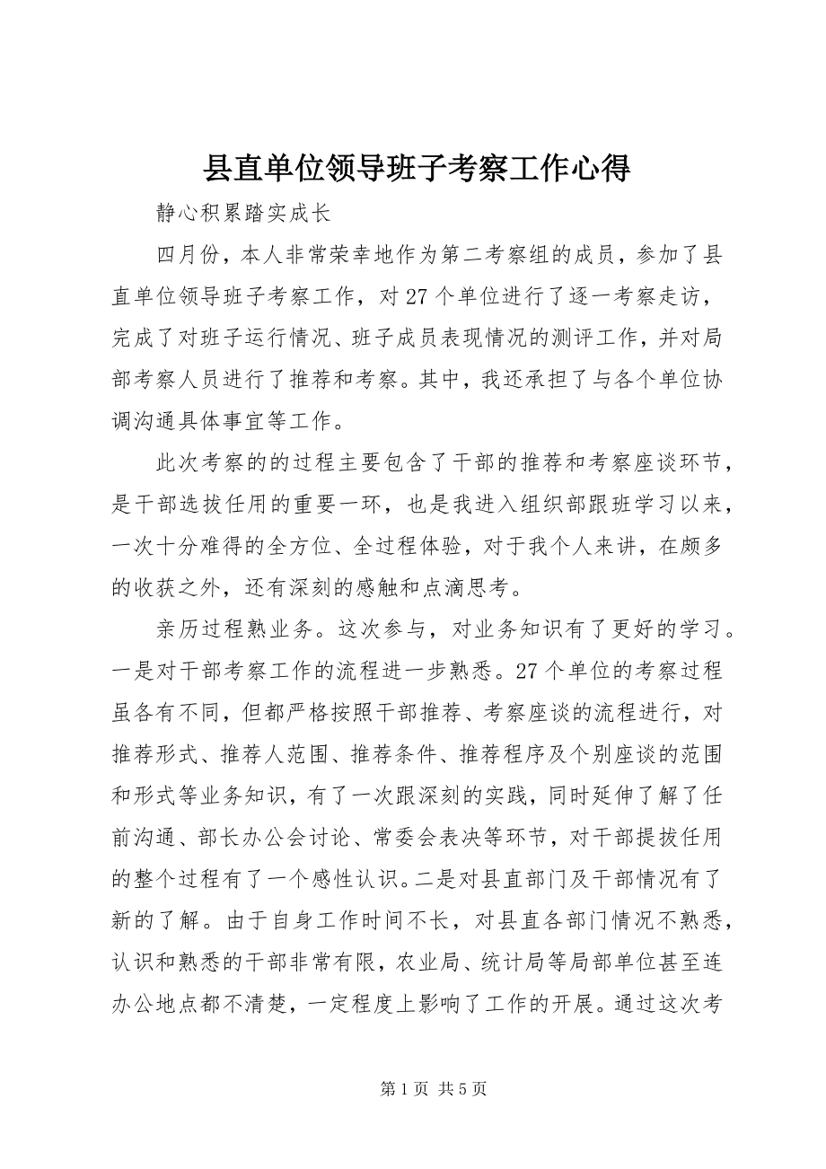 2023年县直单位领导班子考察工作心得.docx_第1页