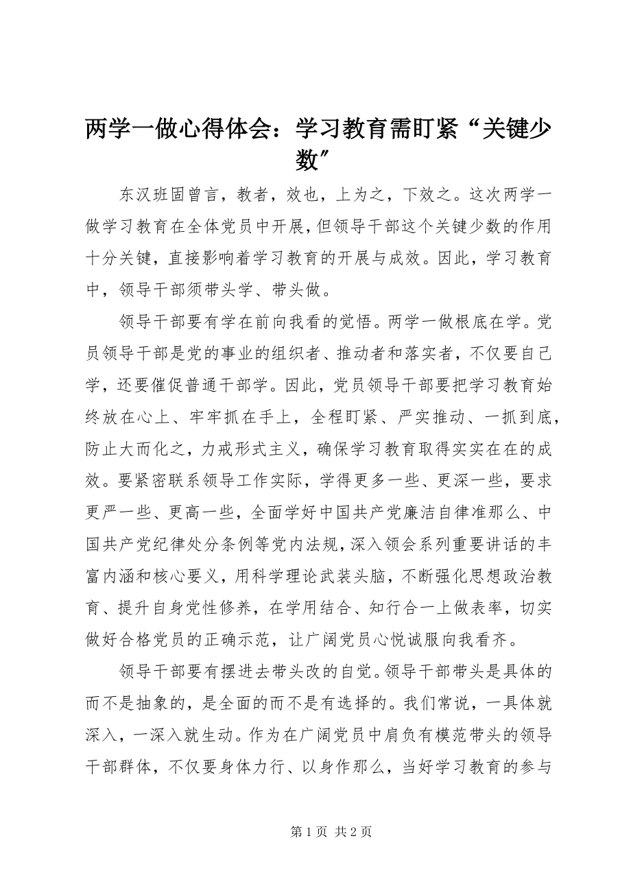 2023年两学一做心得体会学习教育需盯紧“关键少数”.docx_第1页