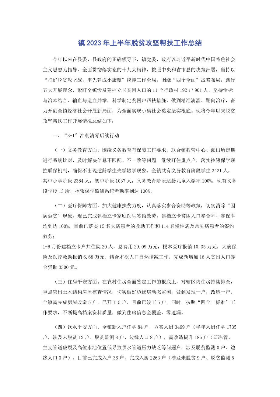 2023年镇上半年脱贫攻坚帮扶工作总结.docx_第1页