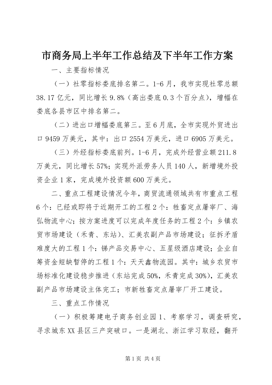 2023年市商务局上半年工作总结及下半年工作计划.docx_第1页