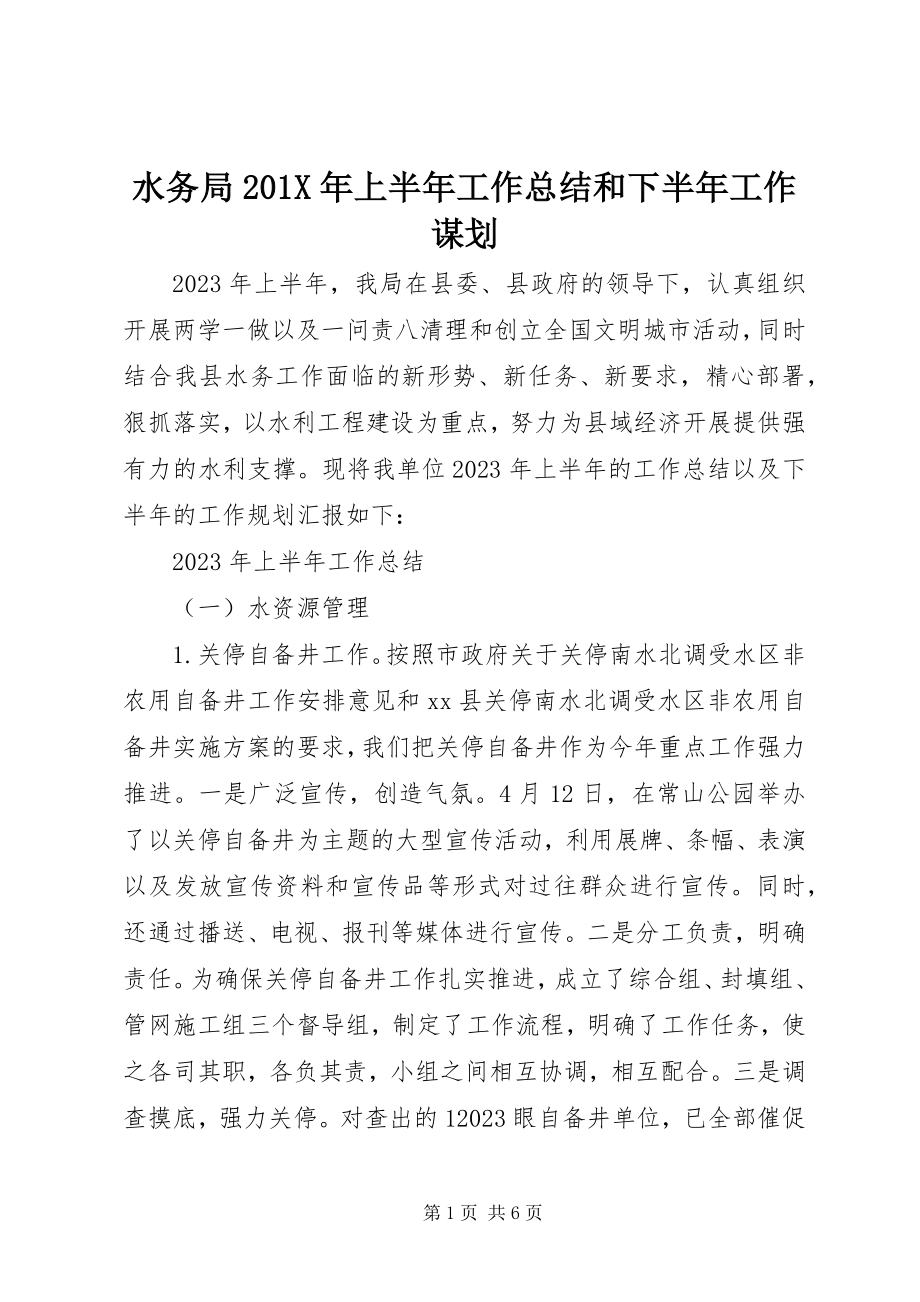 2023年水务局上半年工作总结和下半年工作谋划.docx_第1页