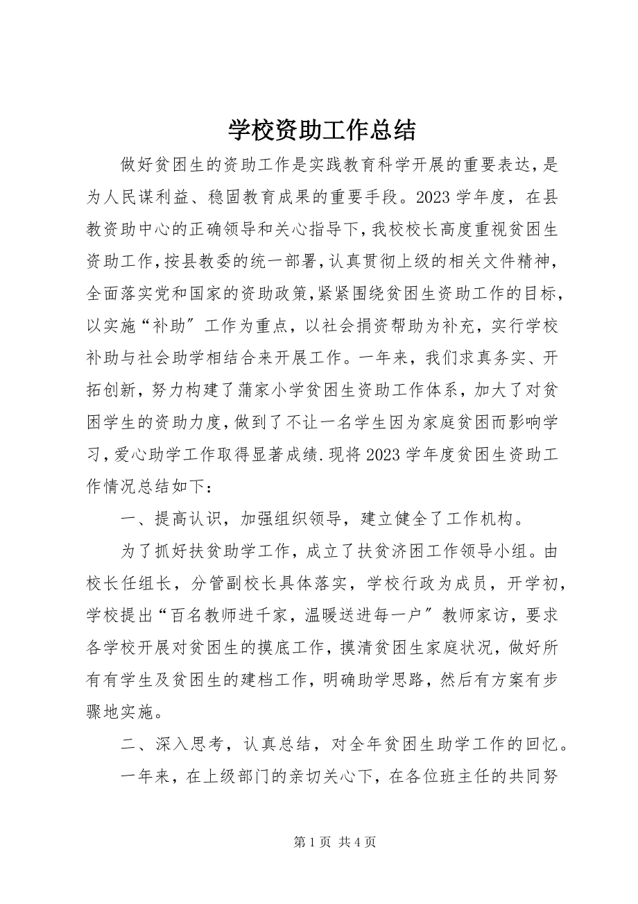 2023年学校资助工作总结.docx_第1页