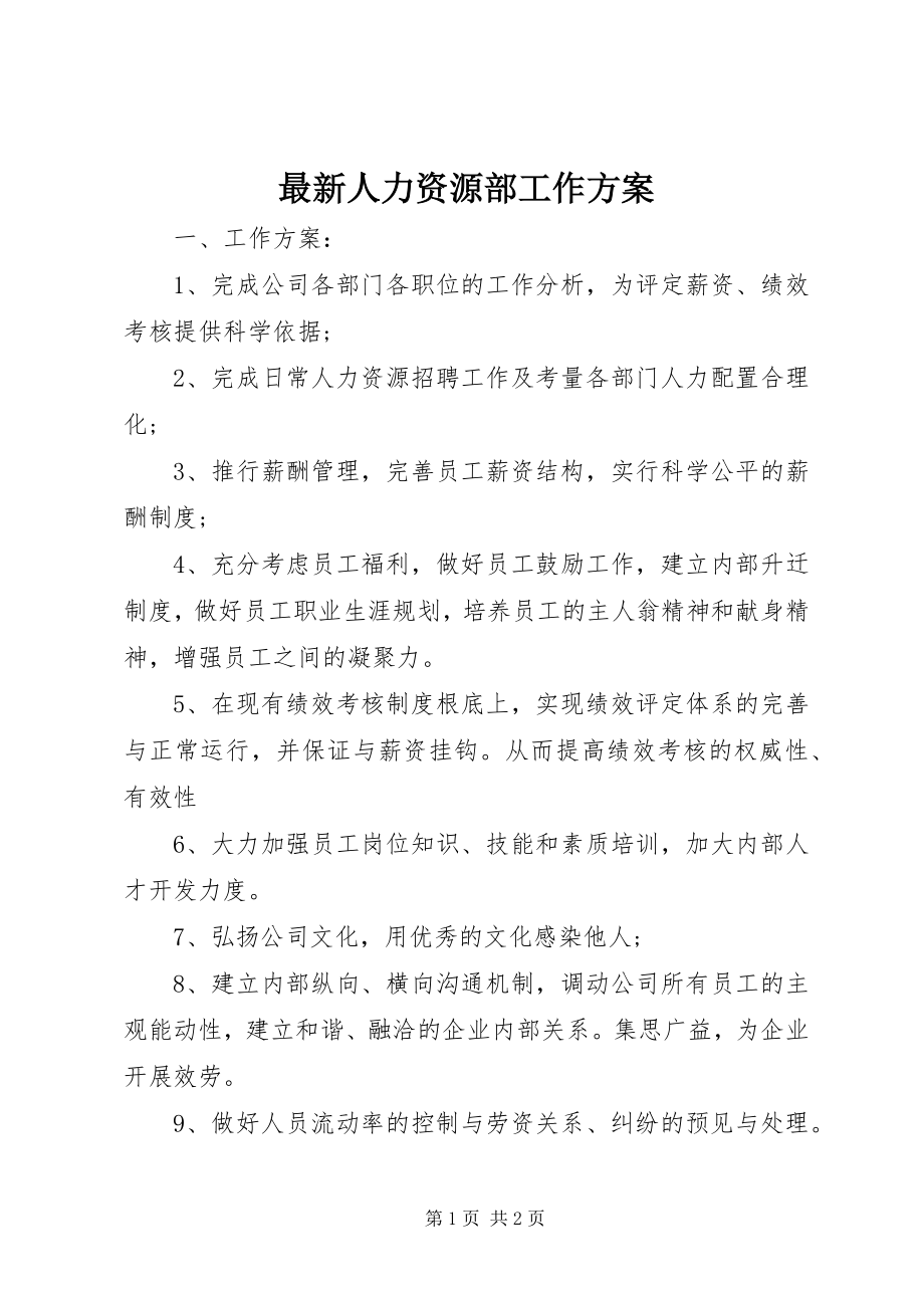 2023年人力资源部工作计划.docx_第1页