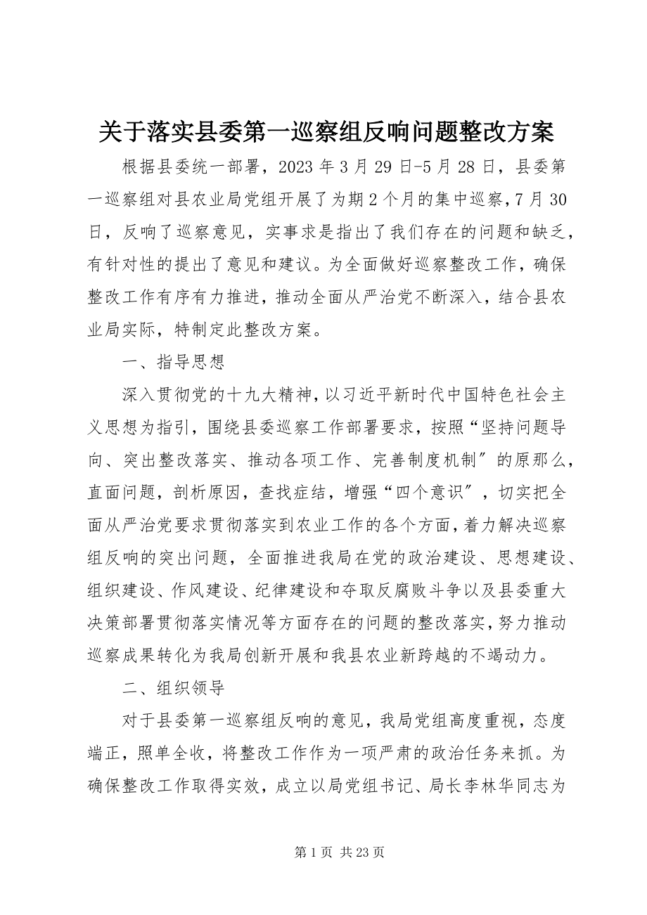 2023年落实县委第一巡察组反馈问题整改方案.docx_第1页