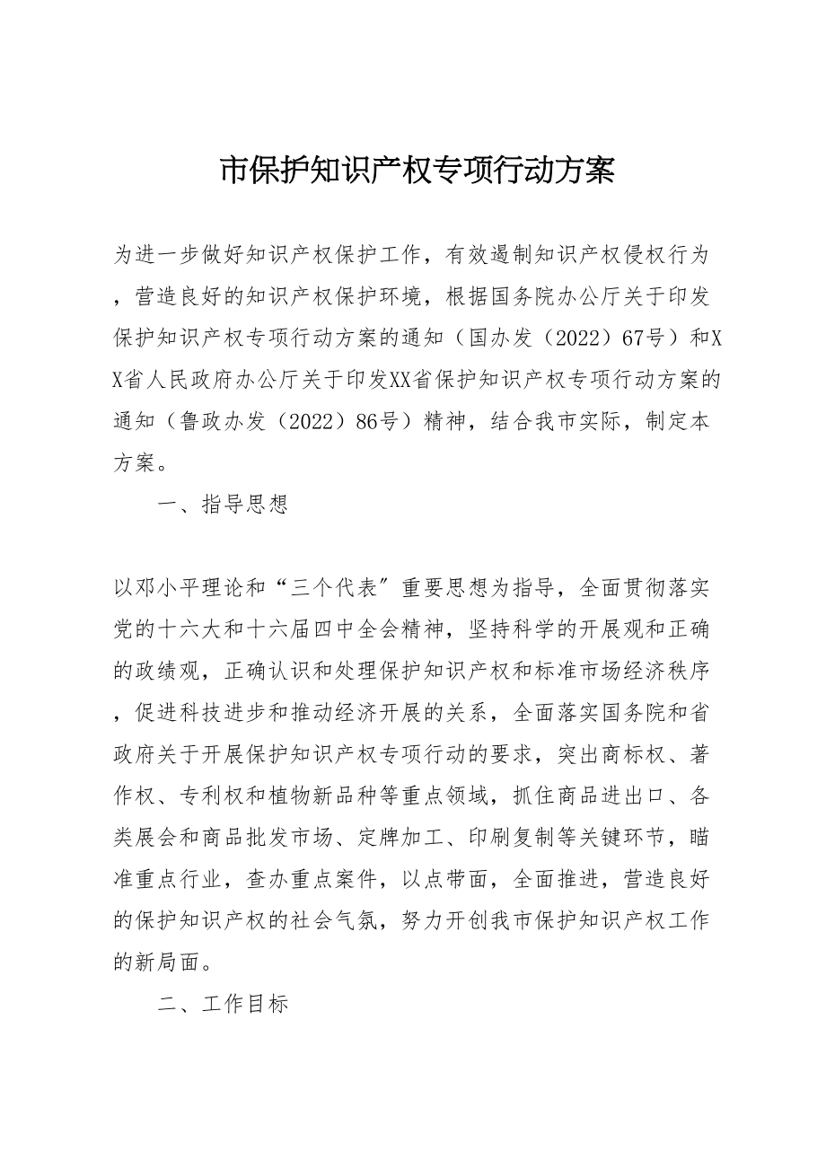 2023年市保护知识产权专项行动方案 .doc_第1页