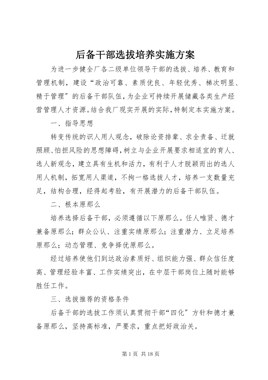 2023年后备干部选拔培养实施方案新编.docx_第1页