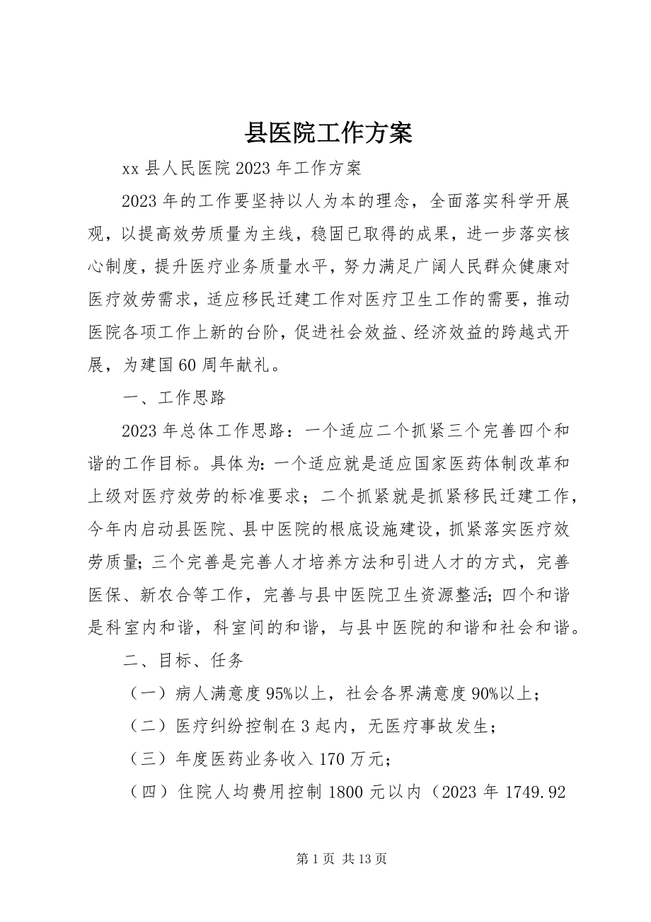 2023年县医院工作计划.docx_第1页