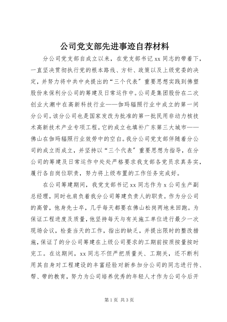 2023年公司党支部先进事迹自荐材料.docx_第1页