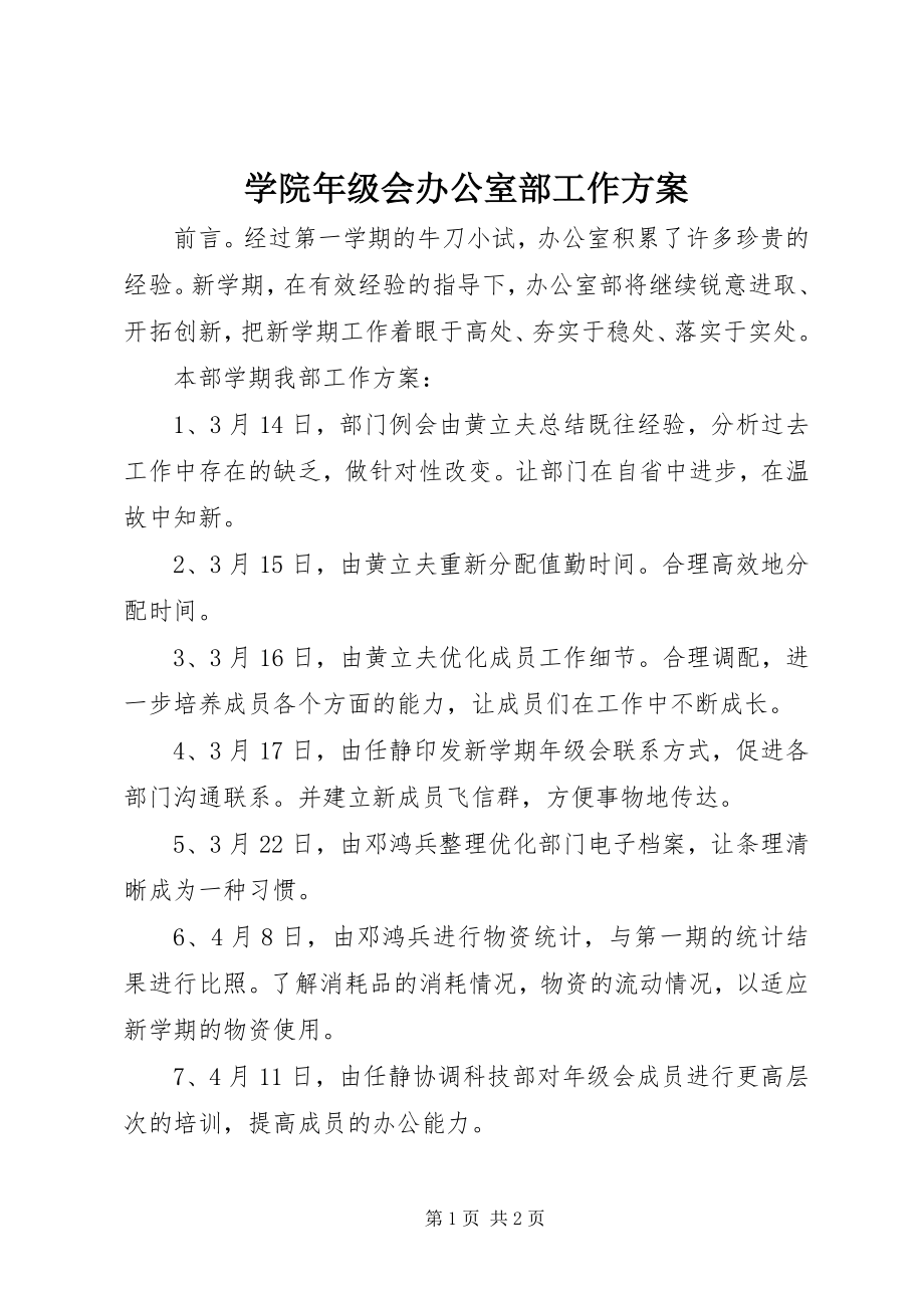 2023年学院年级会办公室部工作计划.docx_第1页