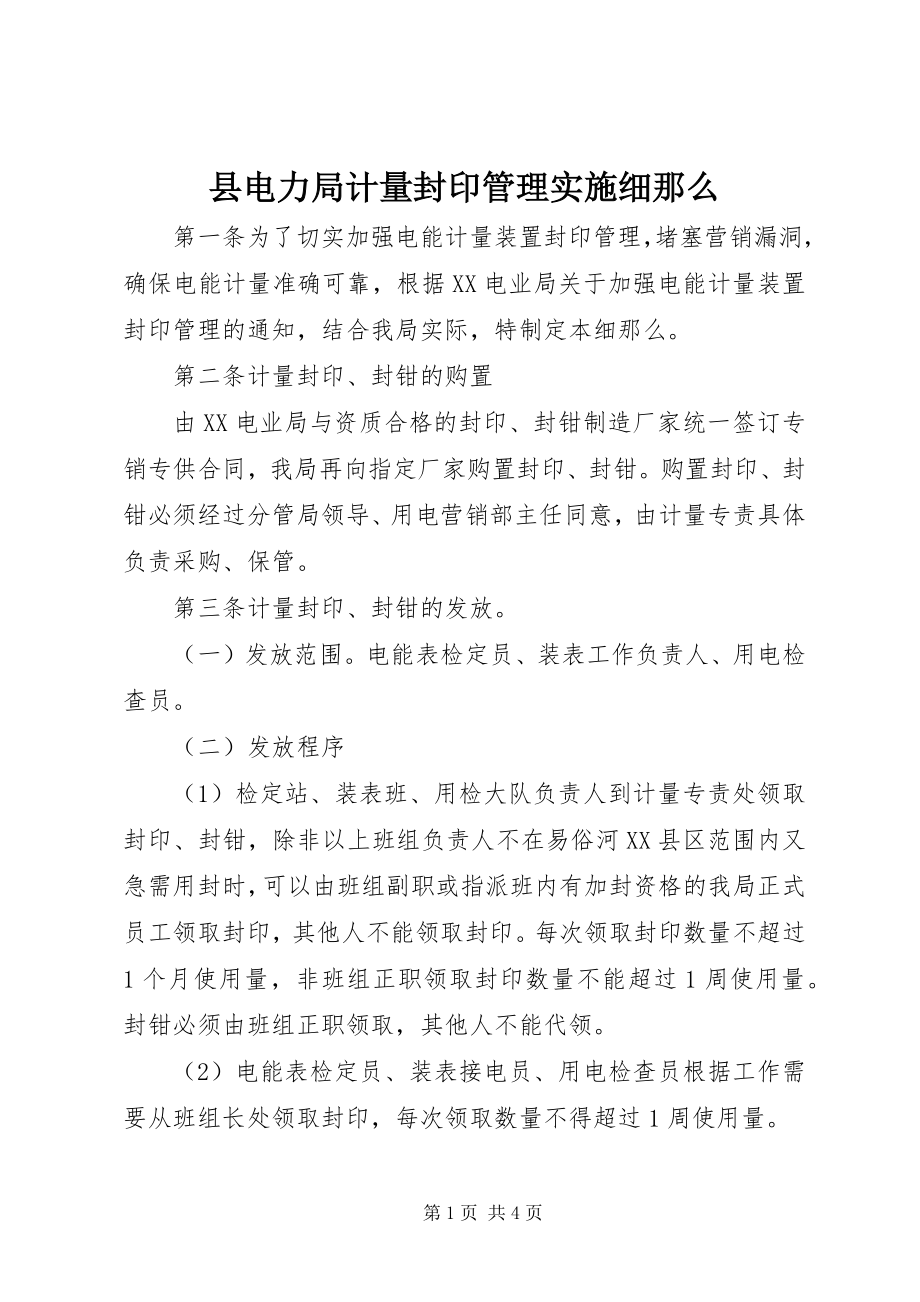 2023年县电力局计量封印管理实施细则.docx_第1页