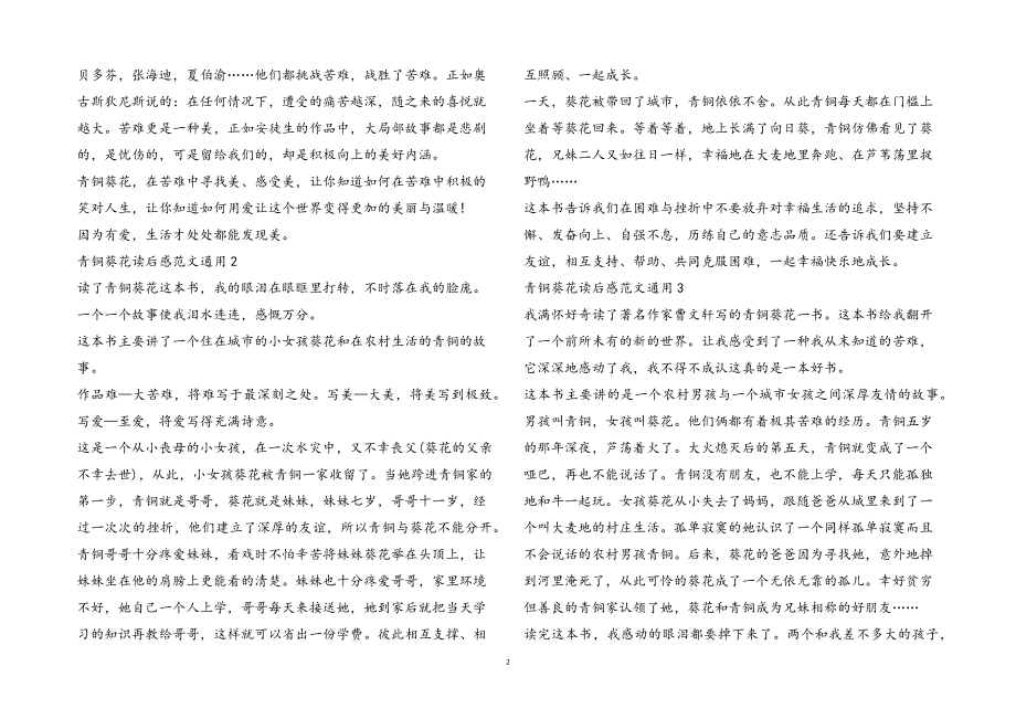 2023年青铜葵花读后感通用四篇.docx_第2页