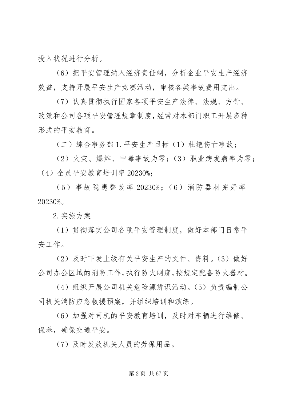 2023年公司各部门安全目标分解及实施计划.docx_第2页