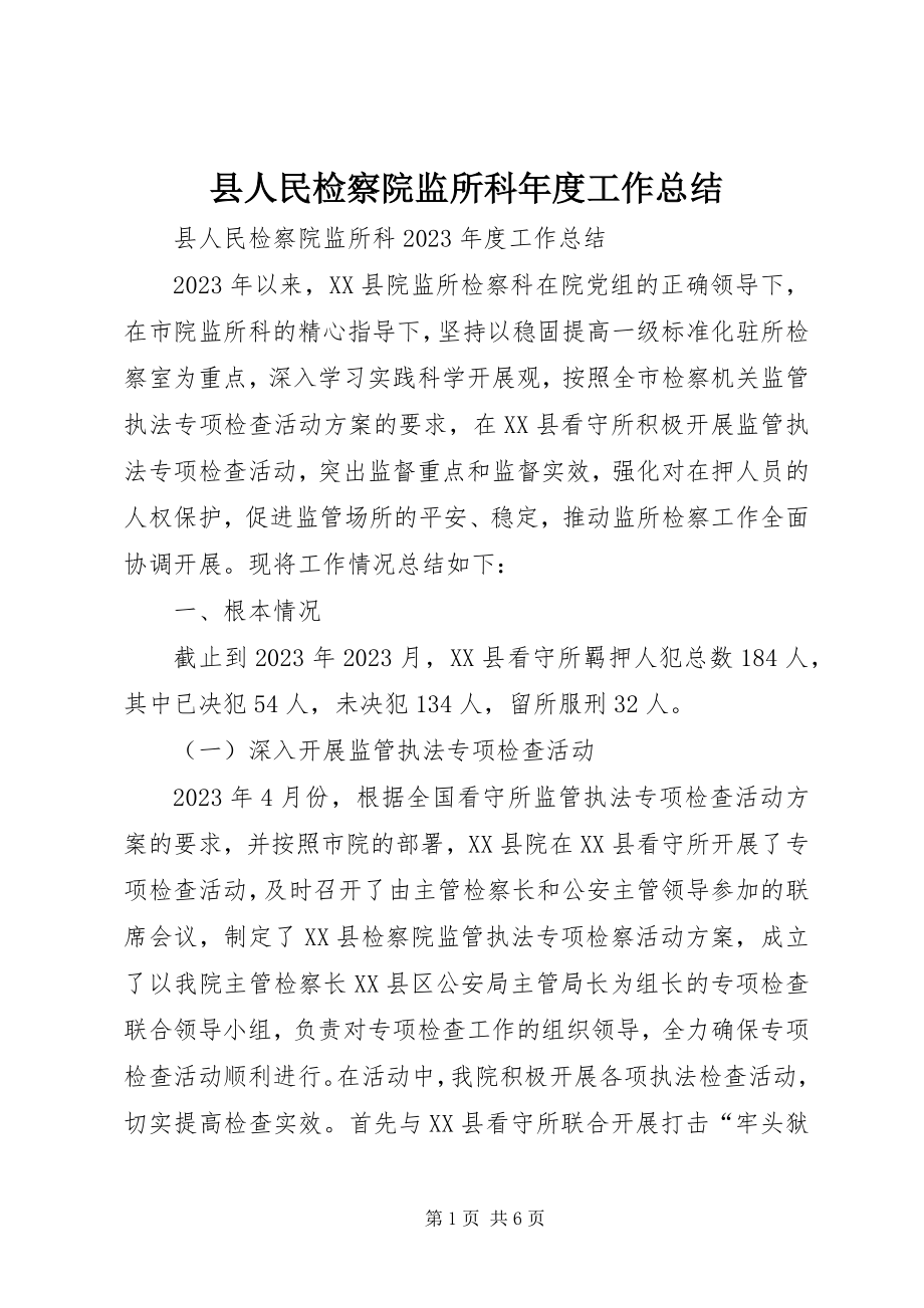 2023年县人民检察院监所科年度工作总结.docx_第1页