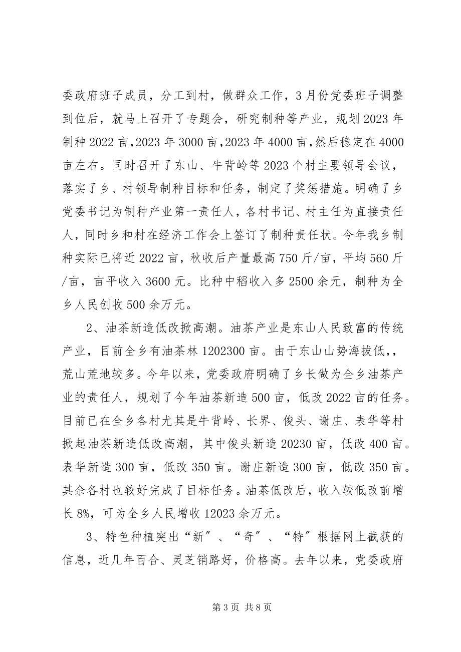 2023年xx乡党委政府抓经济社会发展情况汇报.docx_第3页