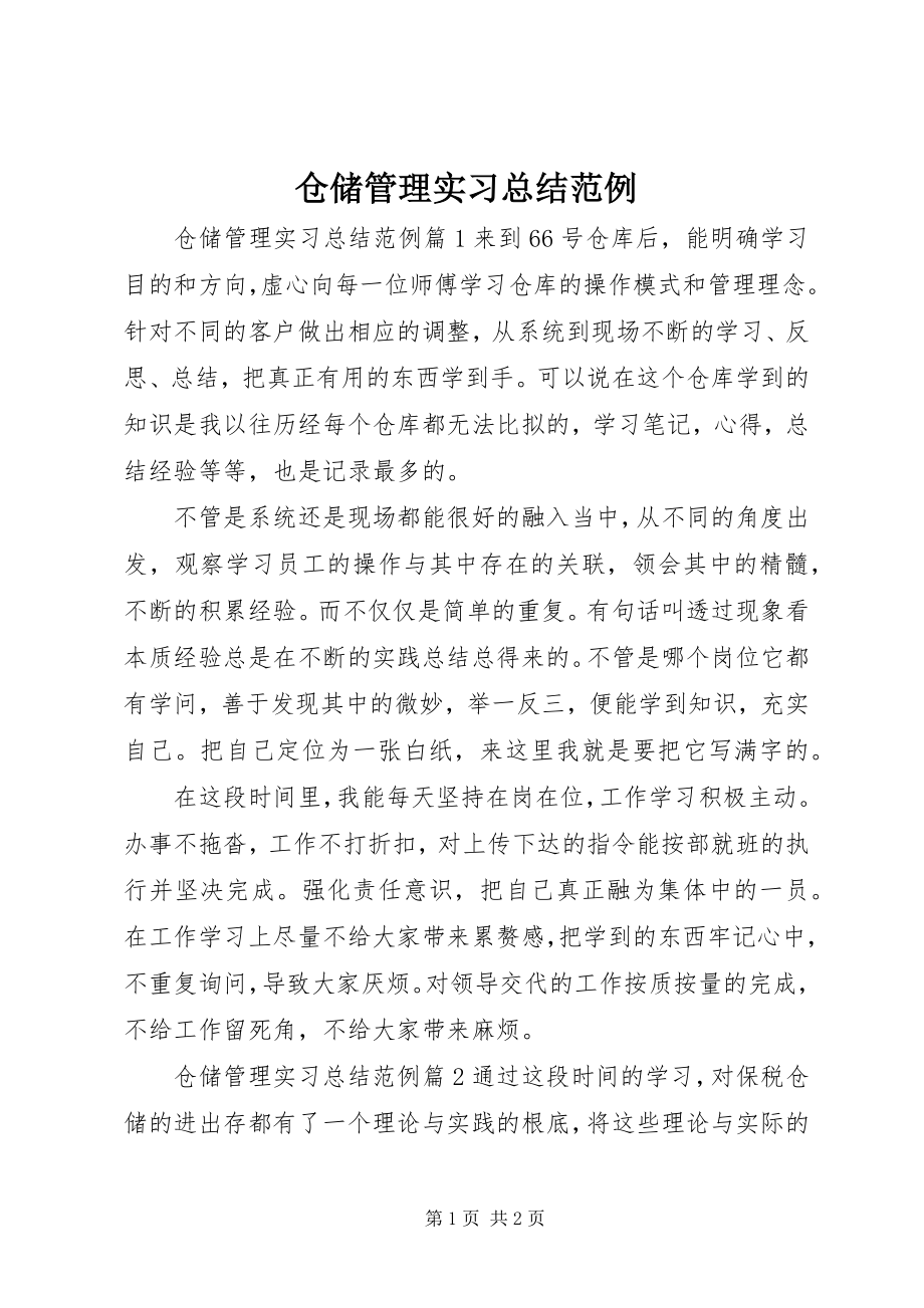 2023年仓储管理实习总结范例新编.docx_第1页