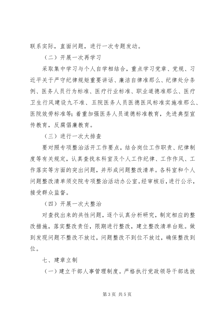 2023年医院开展严纪律转作风正行风树形象专项活动方案.docx_第3页