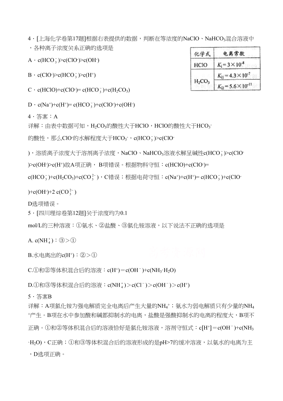 2023年高考真题详解与要点提示水溶液中的离子平衡专题（17道）高中化学.docx_第3页