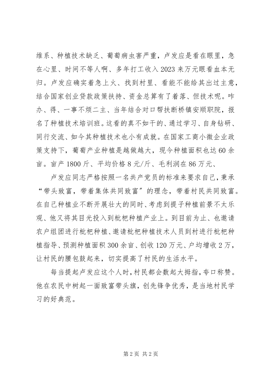 2023年致富带头人种植户先进事迹材料.docx_第2页